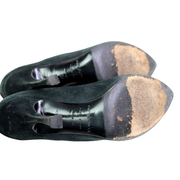 Sergio Rossi BLACK REAL LEATHER SUEDE HIGH HEEL POINTED CLASSIC PUMP SHOES Sz 37 - Picture 10 of 11